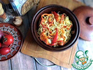 Курица на хлебе с овощами