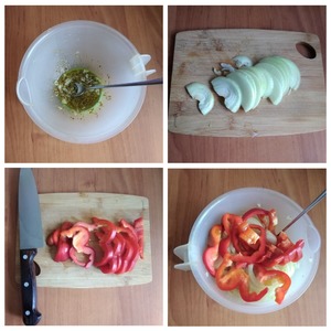 Курица на хлебе с овощами