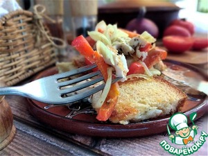 Курица на хлебе с овощами