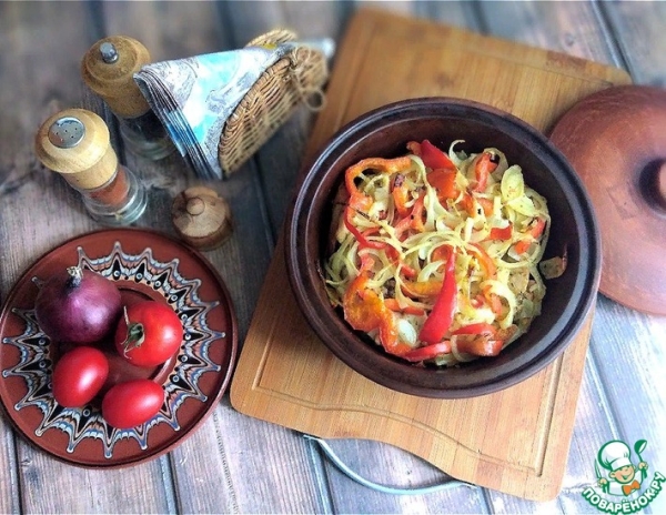 Курица на хлебе с овощами