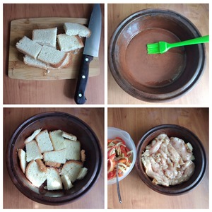 Курица на хлебе с овощами