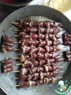 Маринованный шашлык из куриных сердечек Маринованный шашлык из куриных сердечек