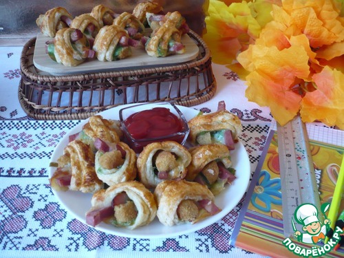 Мини-рулетики с ветчиной и наггетсами Мини-рулетики с ветчиной и наггетсами