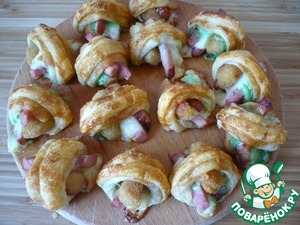 Мини-рулетики с ветчиной и наггетсами Мини-рулетики с ветчиной и наггетсами