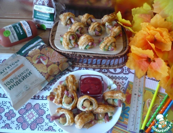 Мини-рулетики с ветчиной и наггетсами Мини-рулетики с ветчиной и наггетсами