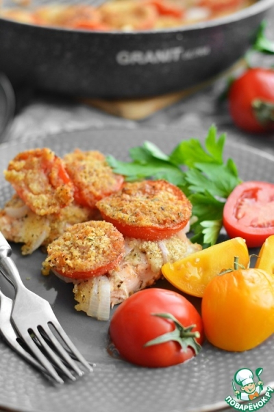 Арктический голец с помидорами в духовке