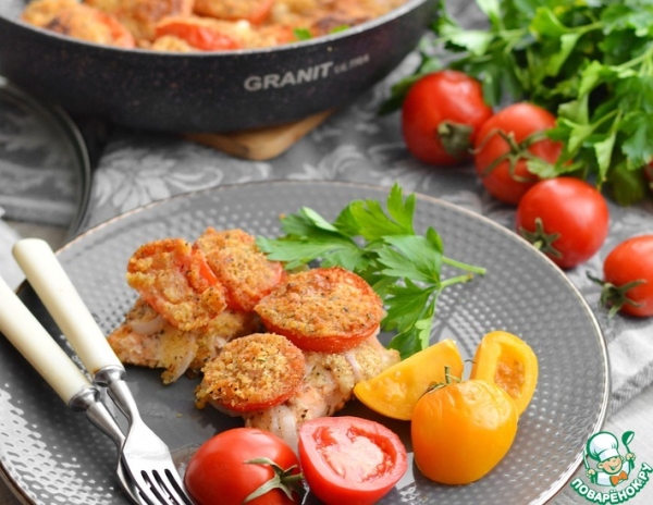 Арктический голец с помидорами в духовке