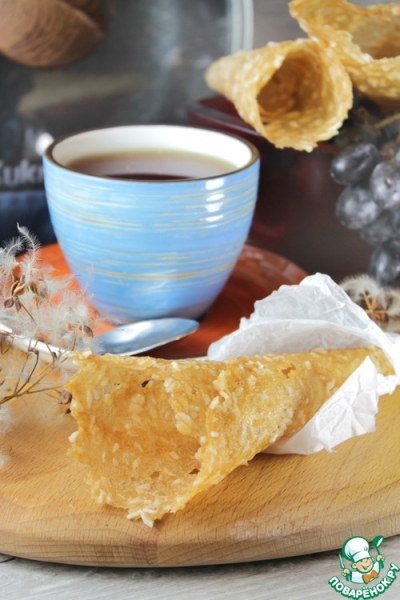 Яблочная пастила с кокосовой стружкой на сковороде