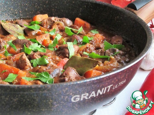 Куриная печень с бататом Куриная печень с бататом