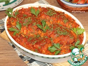 Минтай с овощами в томатном соусе Минтай с овощами в томатном соусе