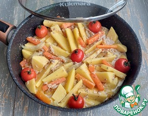 Овощи запеченые с консервированным тунцом