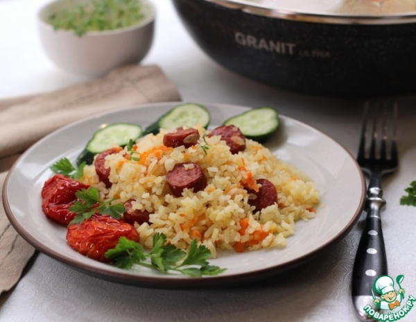Рис с копчеными колбасками Рис с копчеными колбасками