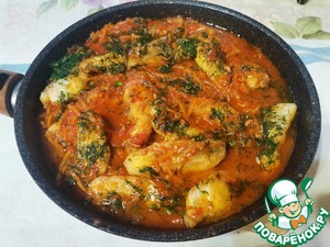 Судак в томате с овощами