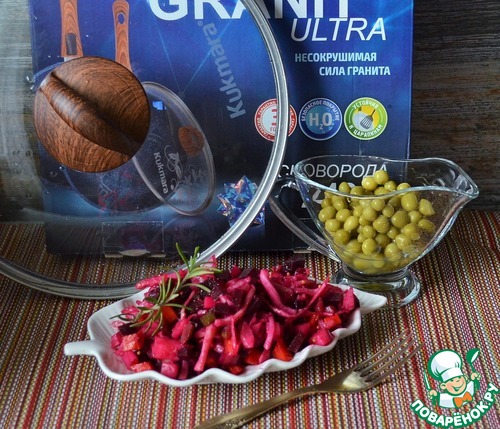 Винегрет с жареными кальмарами