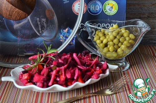 Винегрет с жареными кальмарами