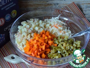 Винегрет с жареными кальмарами