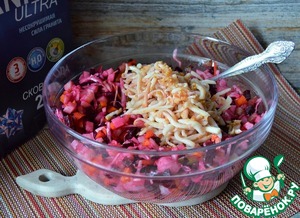 Винегрет с жареными кальмарами