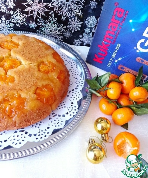 Кекс с мандаринами на сковороде