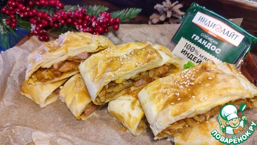 Рулет с капустой и сосисками Рулет с капустой и сосисками