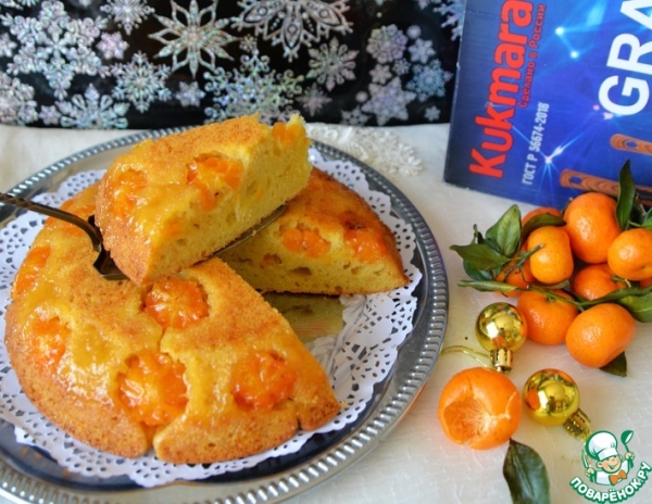 Кекс с мандаринами на сковороде