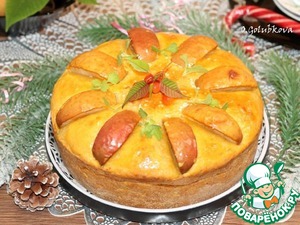 Тыквенно-творожный пирог с яблочной начинкой