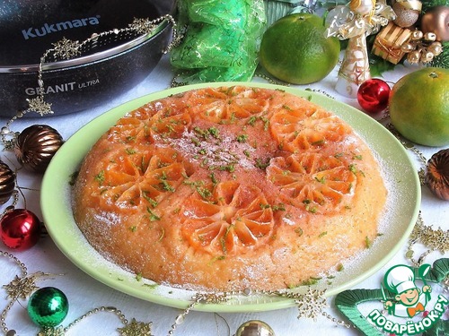 Пирог с зелеными мандаринами на сковороде Пирог с зелеными мандаринами на сковороде