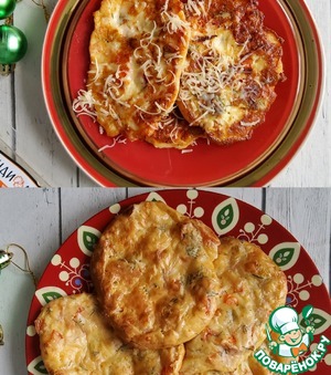 Творожные оладьи с овощами и ветчиной