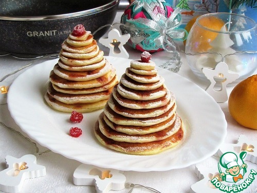 Творожно-цитрусовые панкейки "Ёлочки" Творожно-цитрусовые панкейки "Ёлочки"