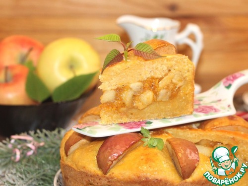 Тыквенно-творожный пирог с яблочной начинкой