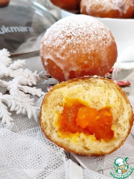 Пончики с джемом и лимонной глазурью