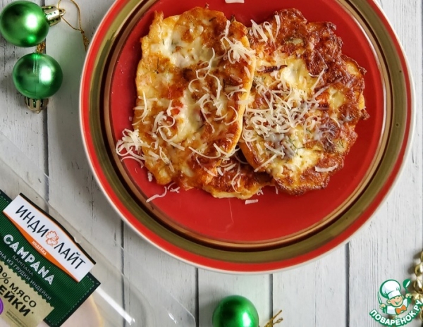 Творожные оладьи с овощами и ветчиной