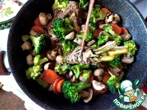 Баранина, тушёная с грибами и овощами Баранина, тушёная с грибами и овощами