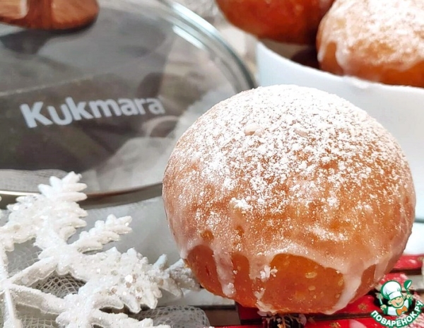 Пончики с джемом и лимонной глазурью