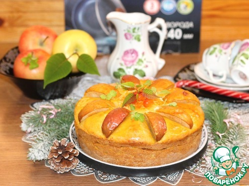 Тыквенно-творожный пирог с яблочной начинкой