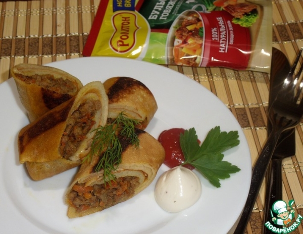 Блины с мясом и овощами Блины с мясом и овощами