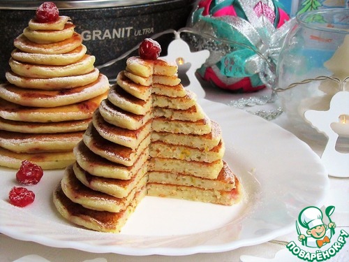 Творожно-цитрусовые панкейки "Ёлочки" Творожно-цитрусовые панкейки "Ёлочки"