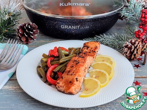 Форель запечённая со стручковой фасолью Форель запечённая со стручковой фасолью