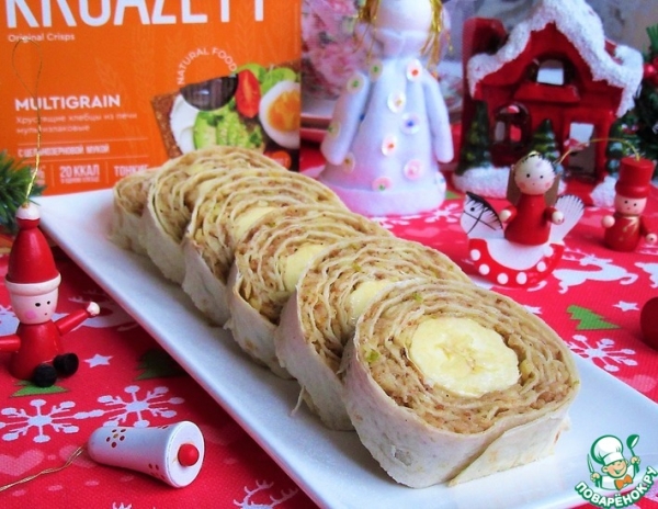 Яблочно-банановый рулет из лаваша