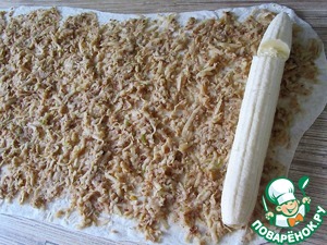 Яблочно-банановый рулет из лаваша