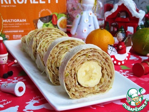 Яблочно-банановый рулет из лаваша