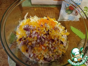 Капустный салат с перцем, луком, морковью Капустный салат с перцем, луком, морковью