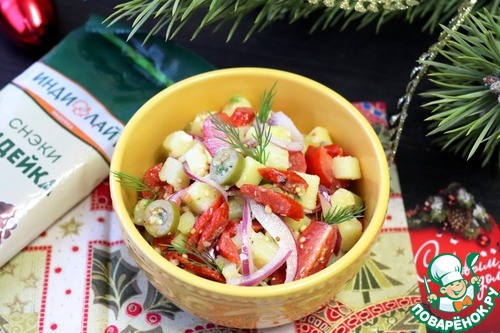 Картофельный салат с черри и копчеными колбасками Картофельный салат с черри и копчеными колбасками