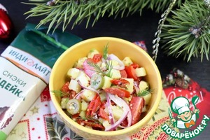 Картофельный салат с черри и копчеными колбасками Картофельный салат с черри и копчеными колбасками