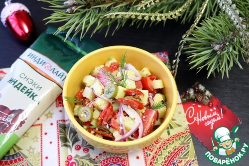 Картофельный салат с черри и копчеными колбасками Картофельный салат с черри и копчеными колбасками