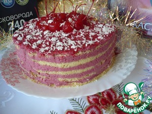 Насыпной вишневый торт на сковороде