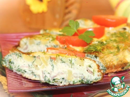 Омлет со шпинатом, беконом и картофелем