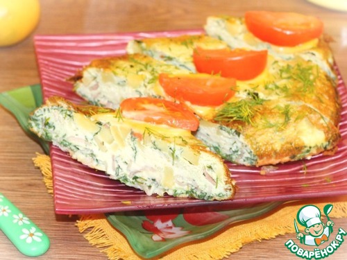 Омлет со шпинатом, беконом и картофелем