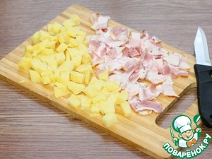 Омлет со шпинатом, беконом и картофелем