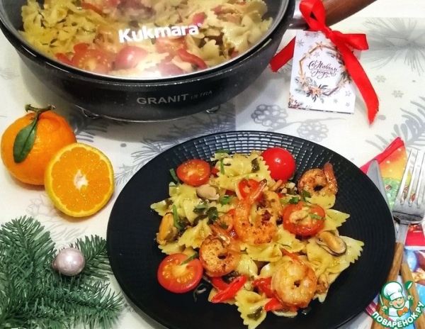 Паста с морепродуктами в цитрусовом соусе