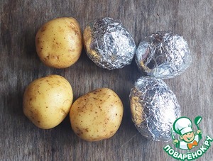 Печеная картошка с сыром чечил Печеная картошка с сыром чечил